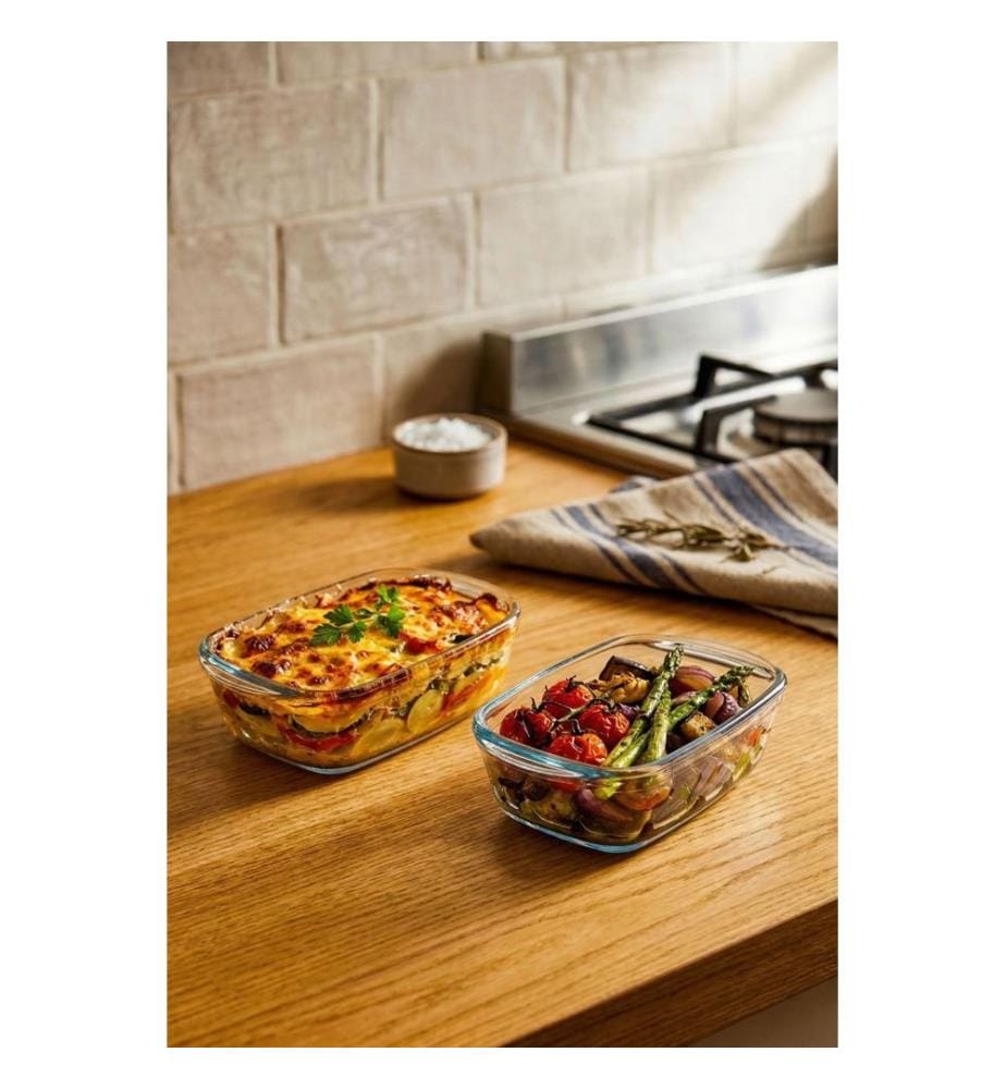 Ensemble de 2 plateaux en verre, 100 % verre, Seffaf