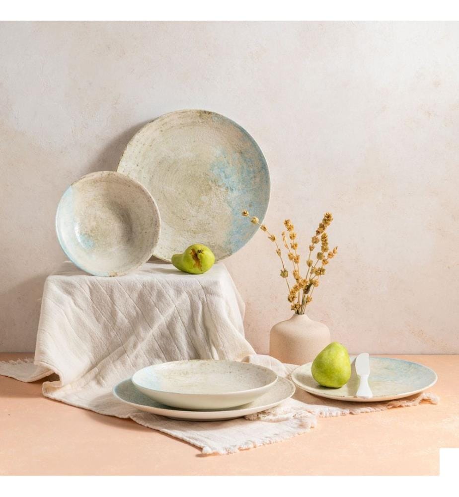 Service de table 24 pièces, 100 % porcelaine, multicolore