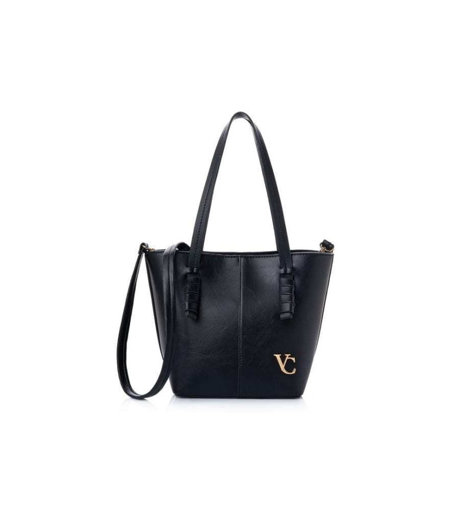Sac bandoulière, 100 % cuir polyvinyle, noir