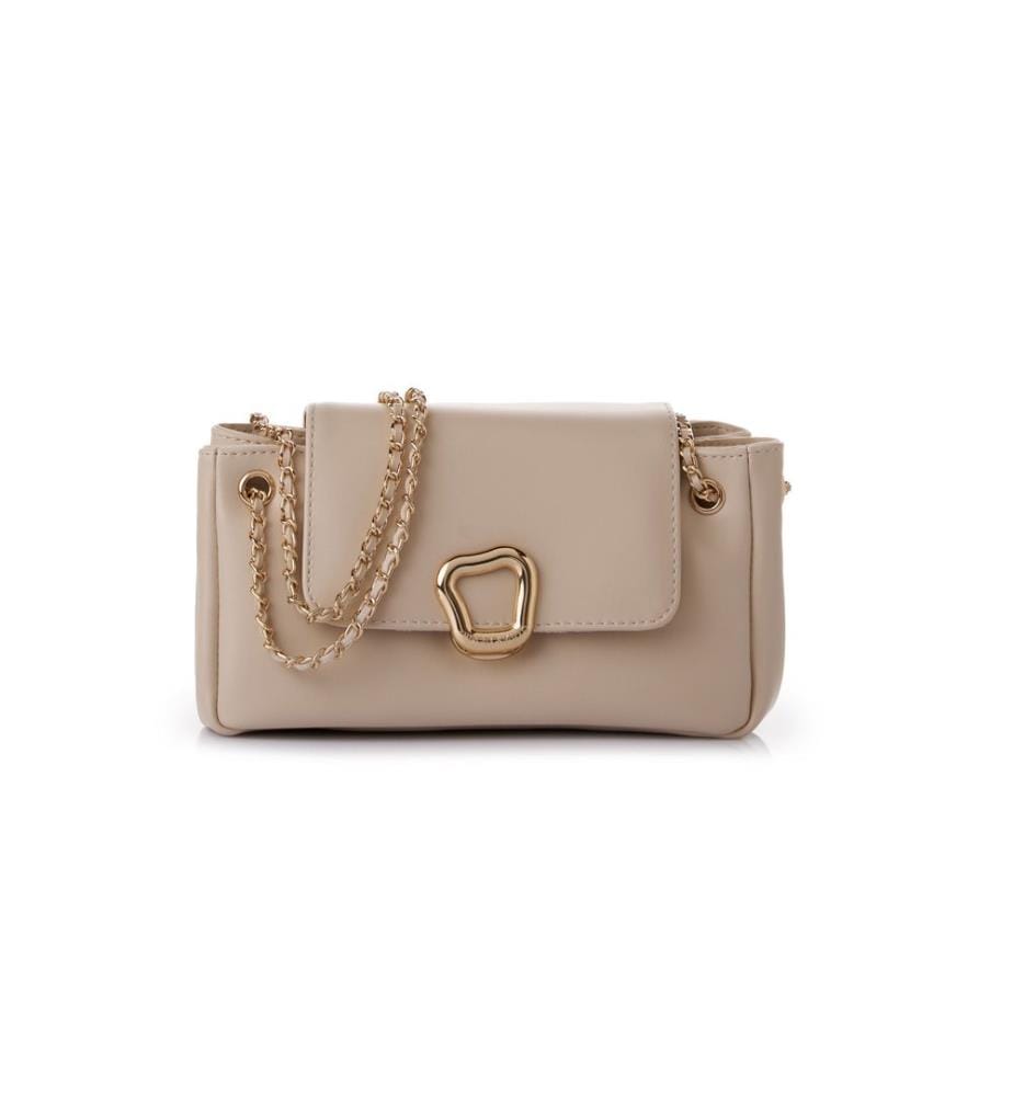 Sac bandoulière, 100 % cuir polyvinyle, crème