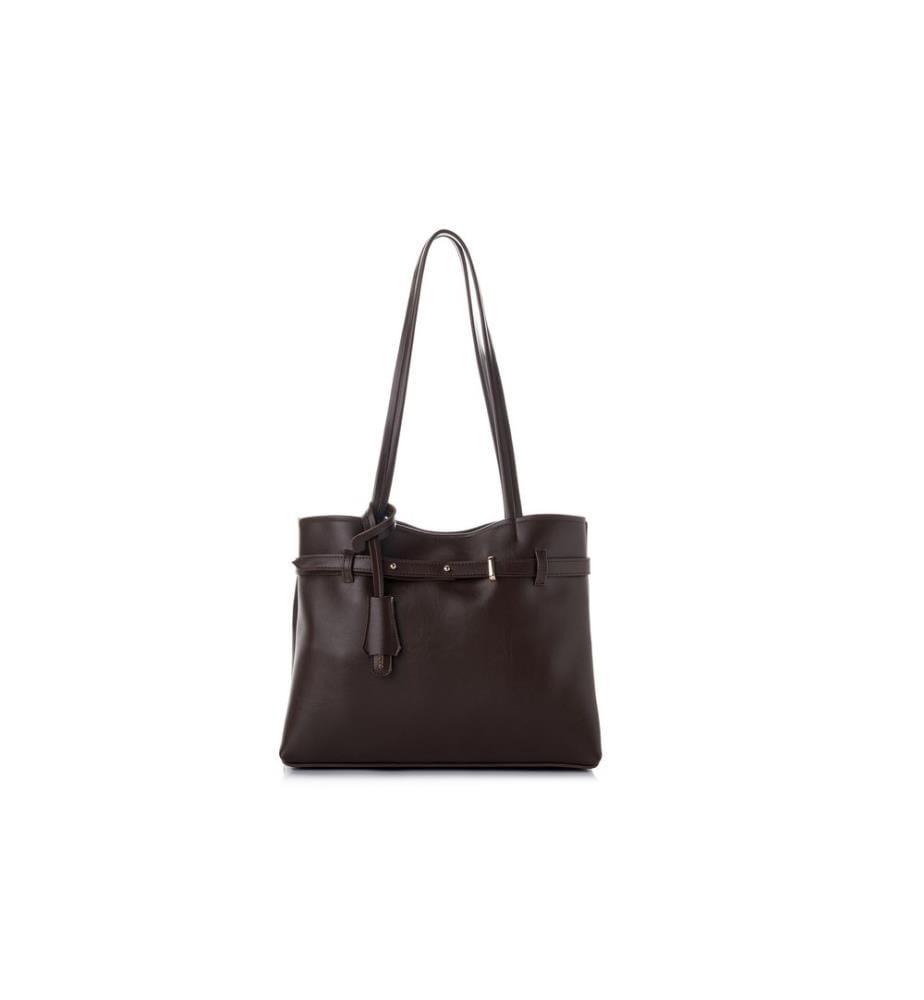 Sac bandoulière, 100 % cuir polyvinyle, marron chocolat