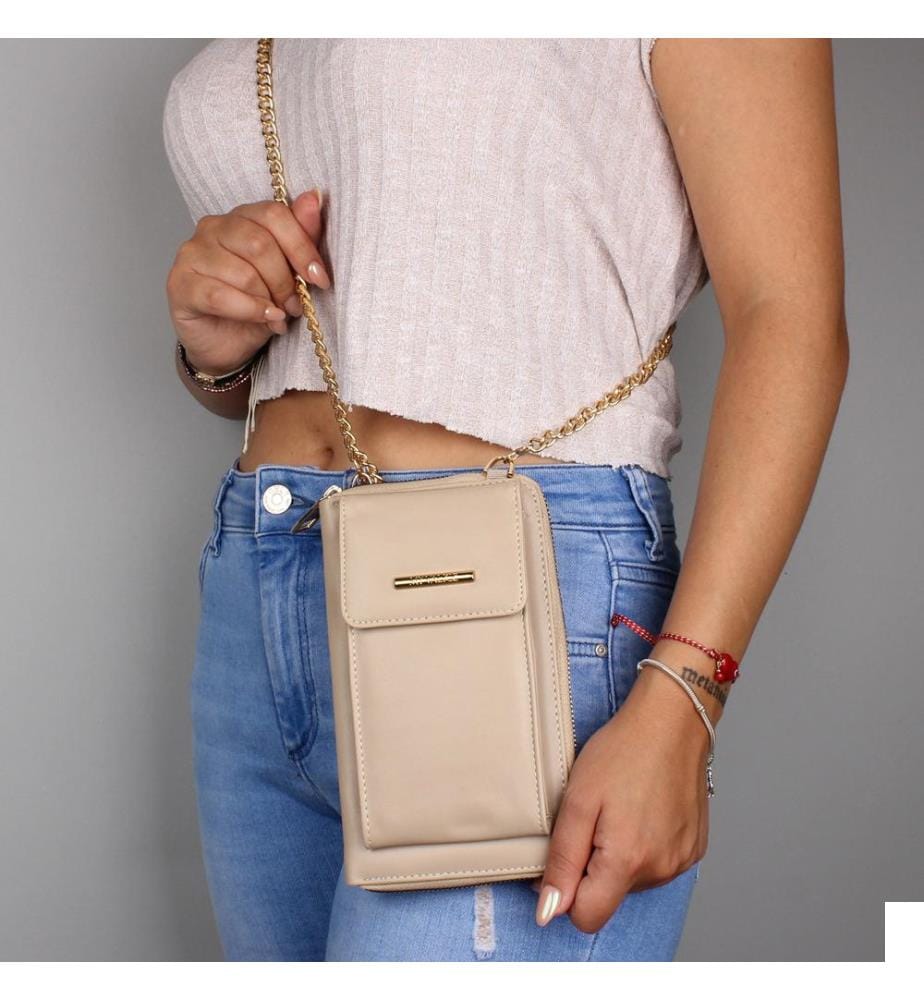 Portefeuille en cuir et vison
