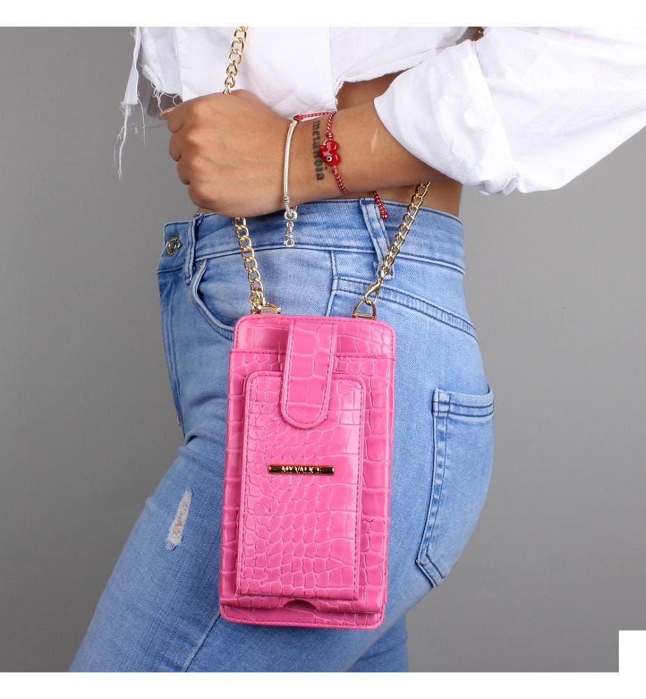 Portefeuille en cuir rose