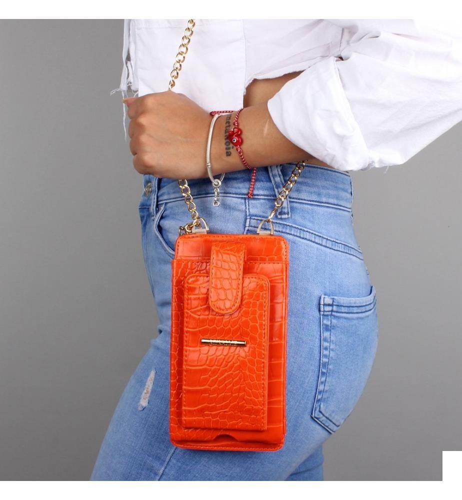 Portefeuille en cuir orange