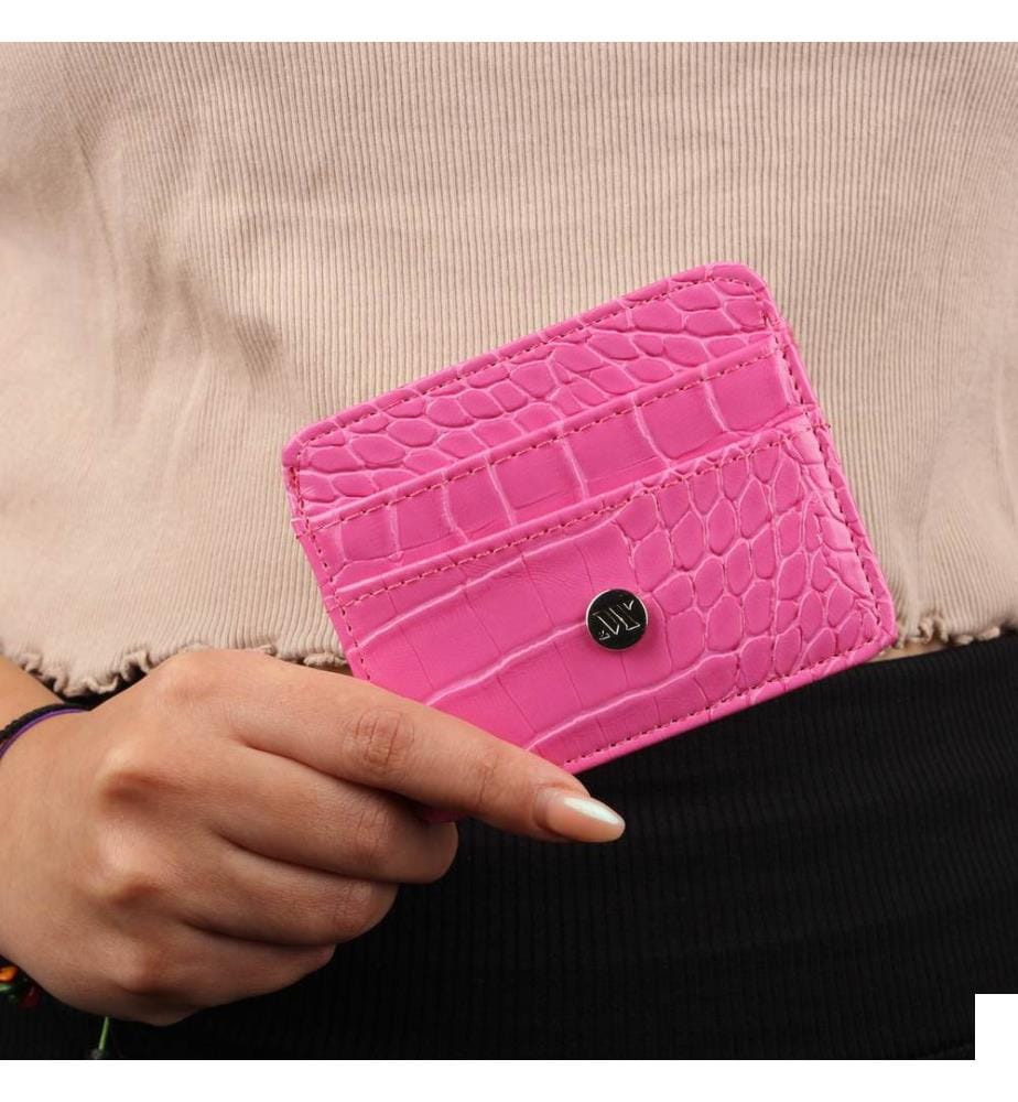 Portefeuille en cuir rose
