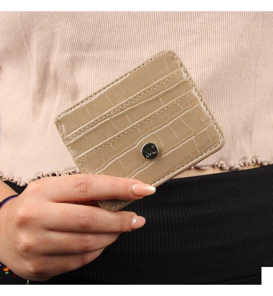 Portefeuille en cuir beige