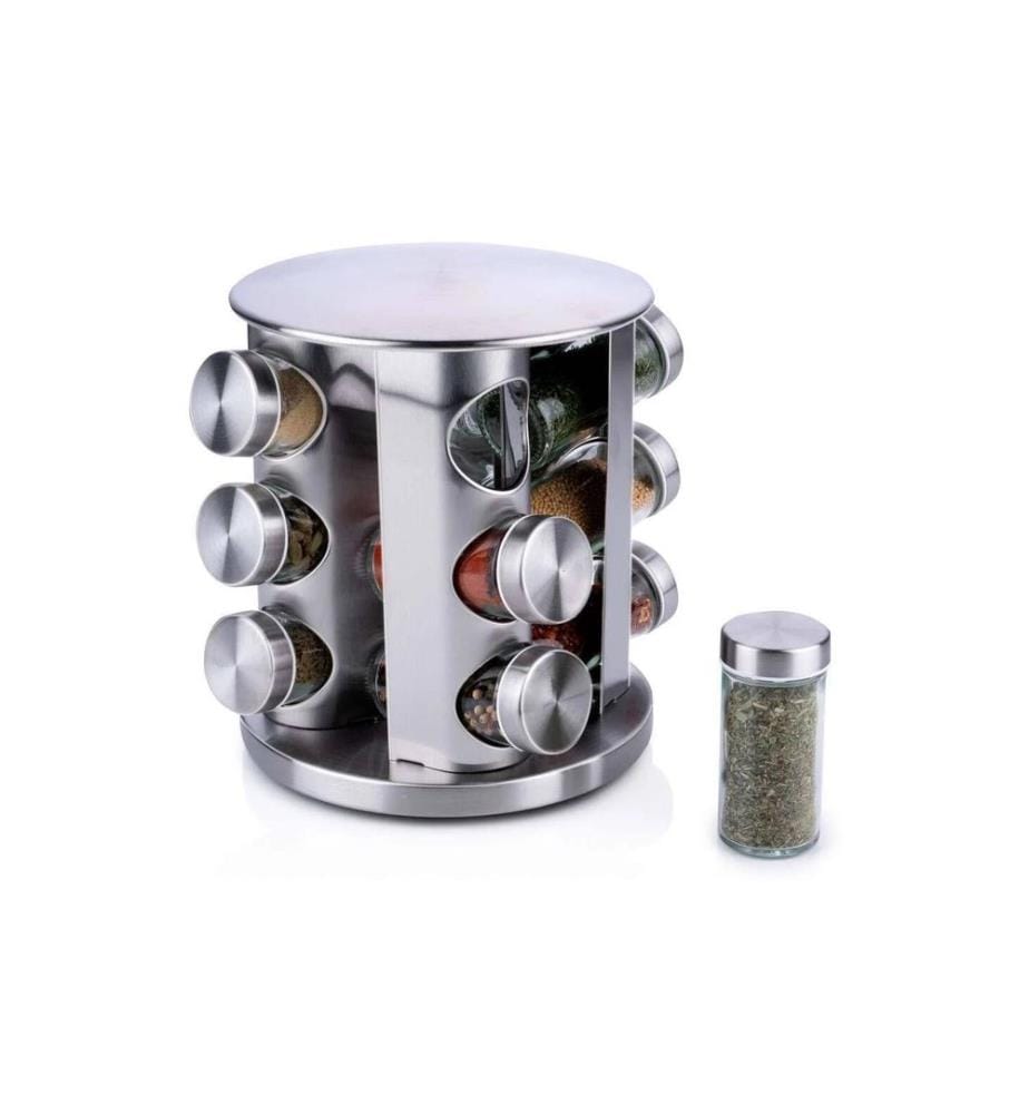alpina Étagère à épices pivotante 12 pièces, argent