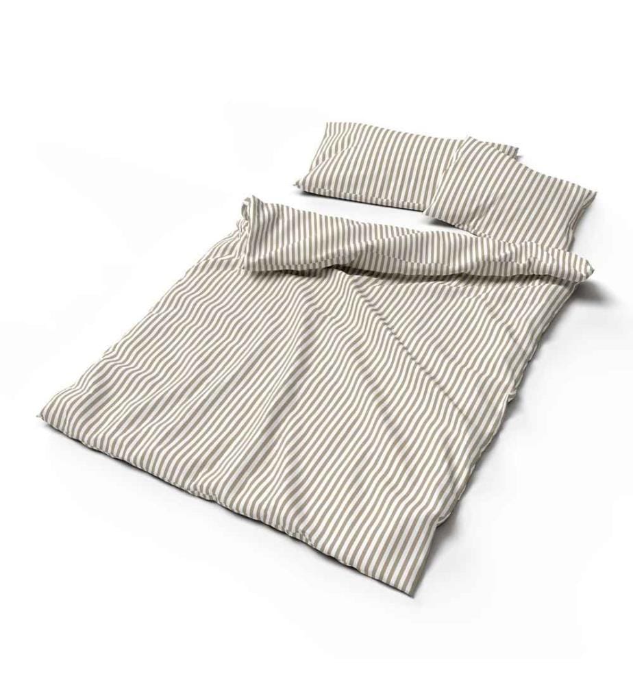 LOTUS - Literie Bambou rayé greige - 160 x 210 cm
