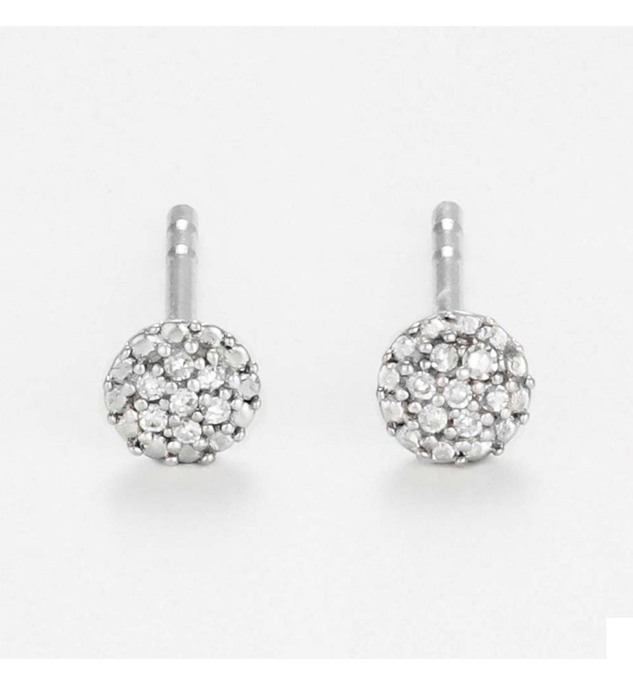 Boucles d'Oreilles Round Stud - Or Blanc 375/1000