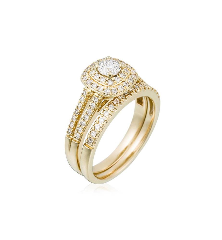 Bague Duo de Bagues Carré Passion - Or Jaune 375/1000