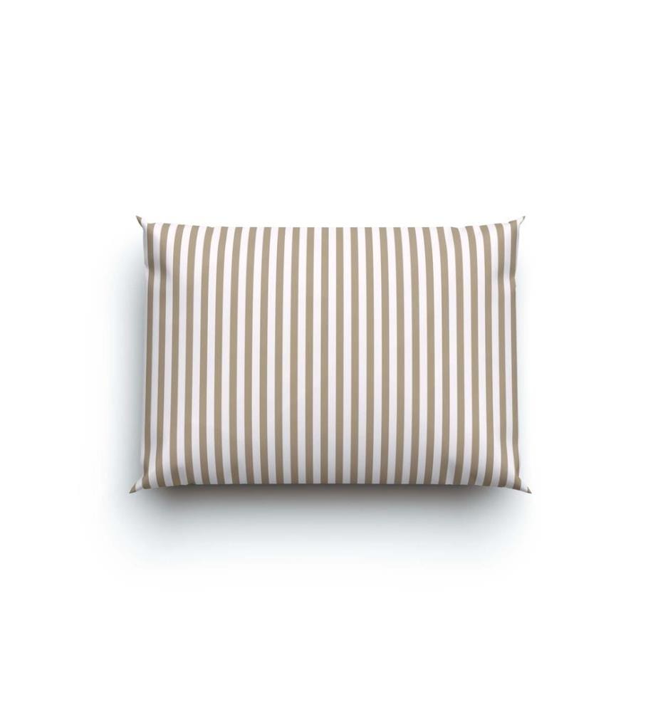 Parure de lit en bambou à rayures gris-beige - 50 x 70 cm