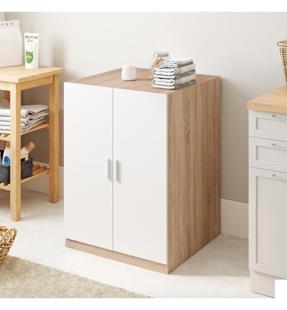 Meuble machine à laver Will - Bois et Blanc