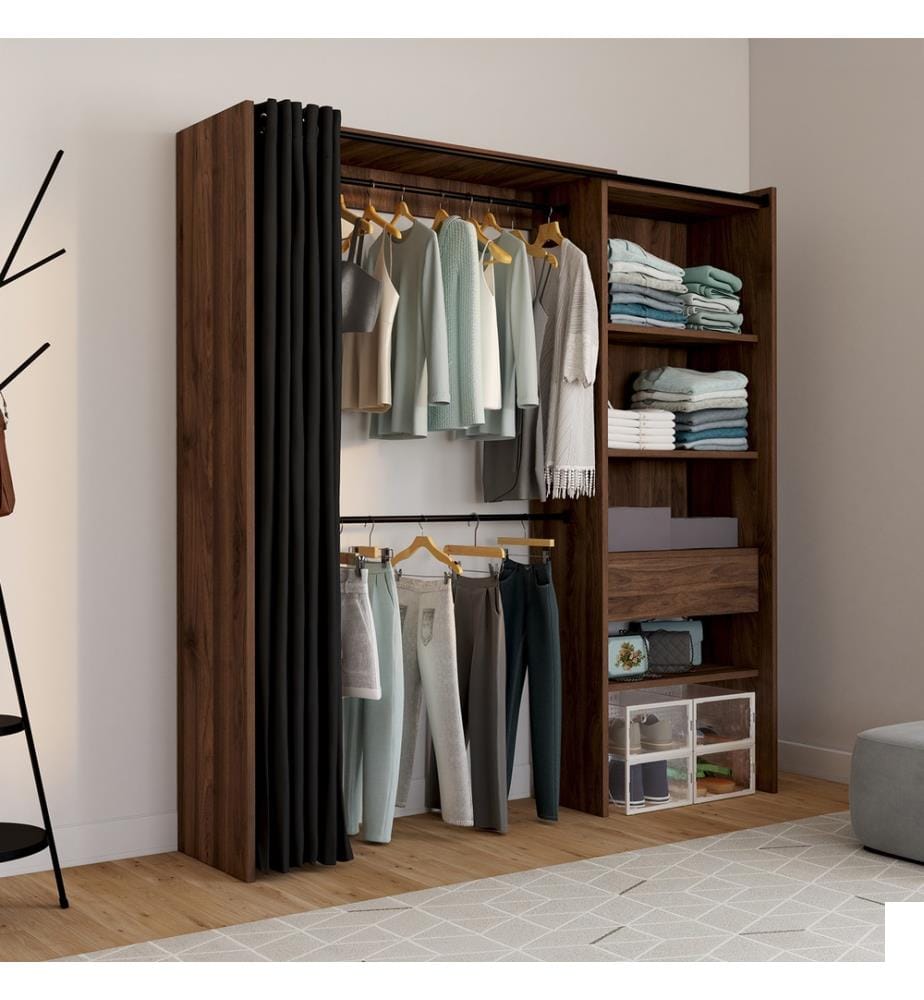 Dressing Aline extensible 120-170cm effet noyer 1 colonne