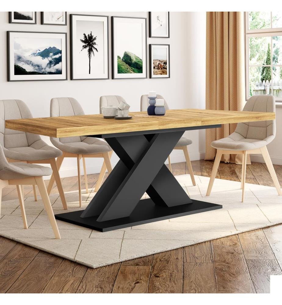 Table Extensible Alexia 160-200 cm - Bois et Noir
