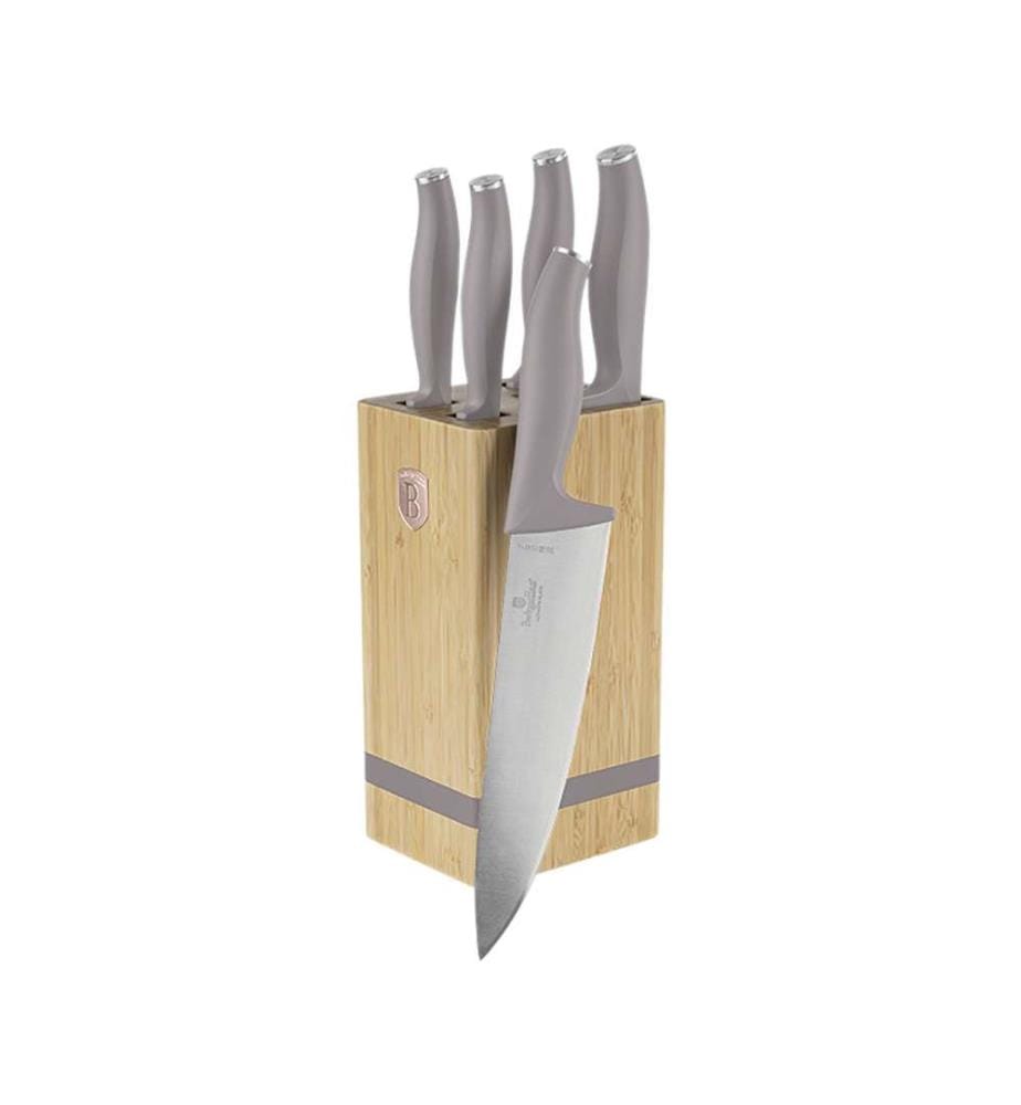 Lot de 6 couteaux avec bloc à couteaux, Collection Taupe - Matt