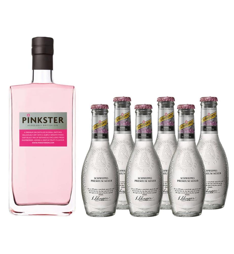 Pinkster Agreeably Gin & 6 Schweppes Premium Pink Pepper - 1 x 70 cl + 6 x 20 cl