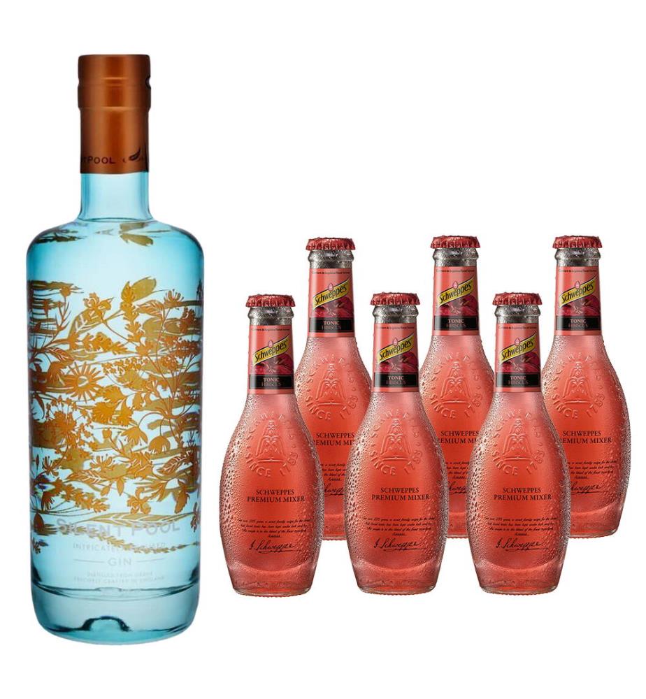 Silent Pool Gin + 6x Schweppes Premium Mixer Hibiscus Tonic - 1 x 70 cl + 6 x 20 cl