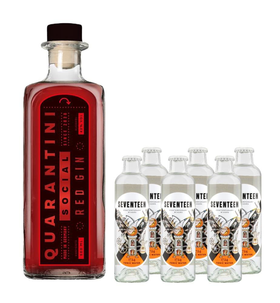 Quarantini Social Red Gin + 6x 1724 Tonic Water - 50 cl + 6 x 20 cl