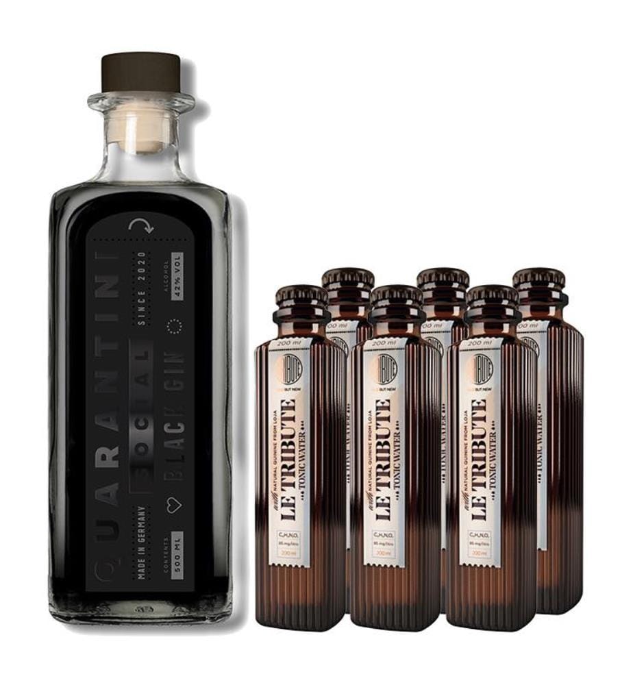 Quarantini Social Black Gin + 6x Le Tribute Tonic - 50 cl + 6 x 20 cl