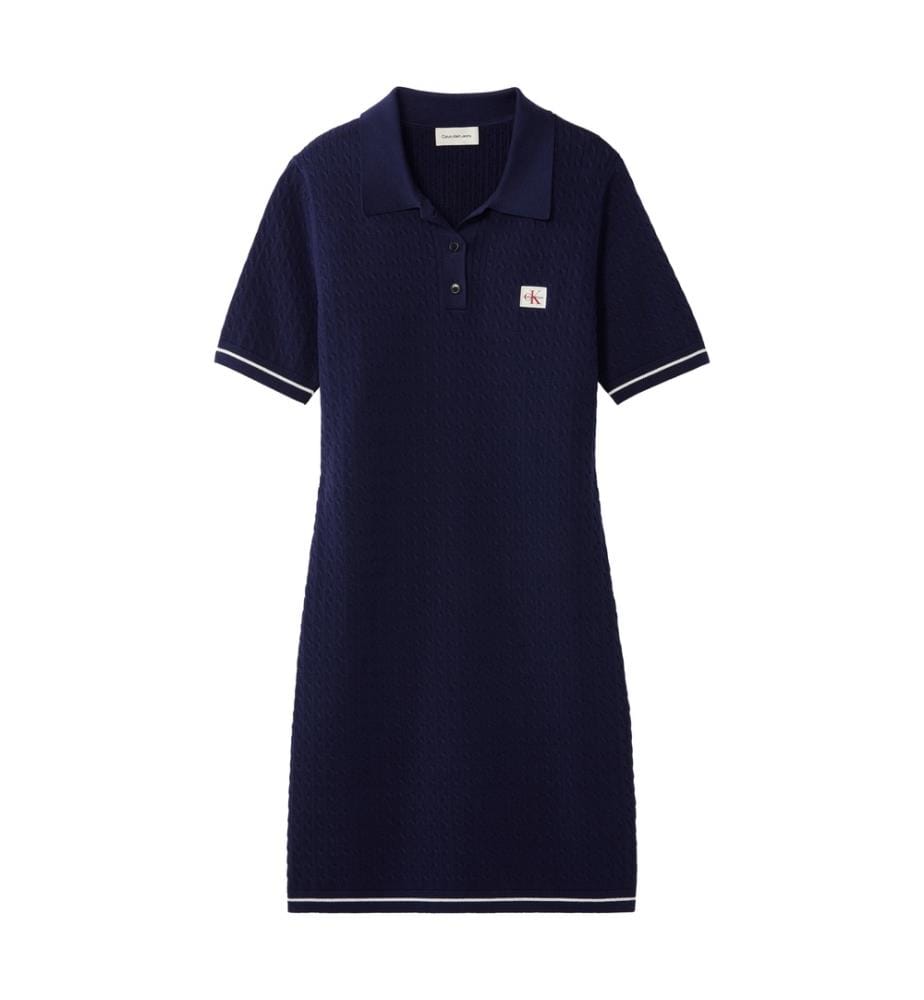 Robe Mini en maille câblée - Bleu