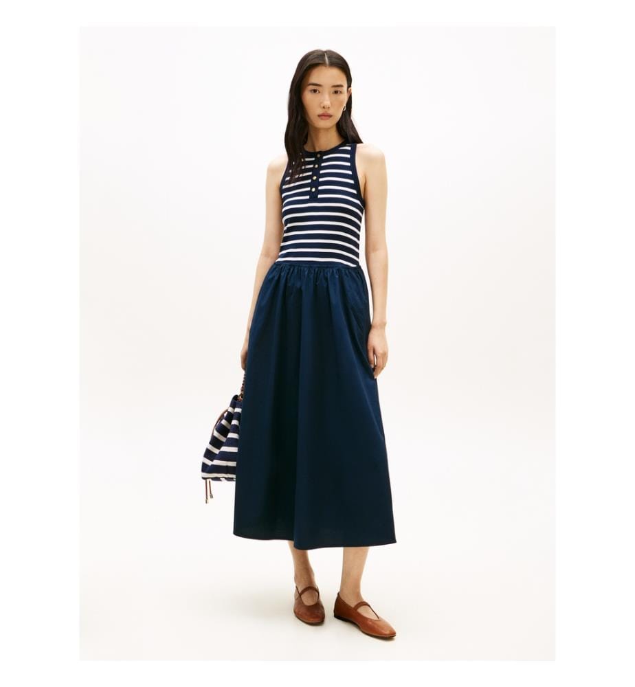 Robe Longue - Marine et Blanc