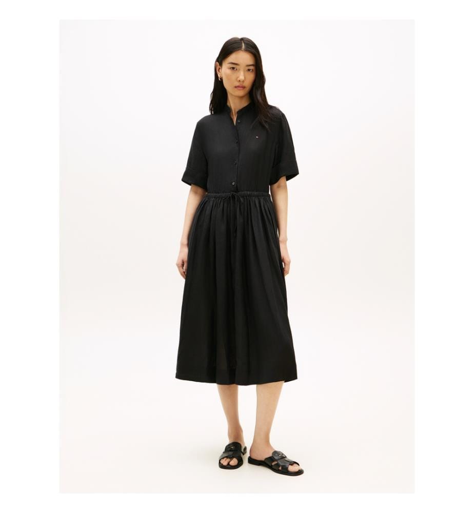 Robe Chemise en Lin - Noir