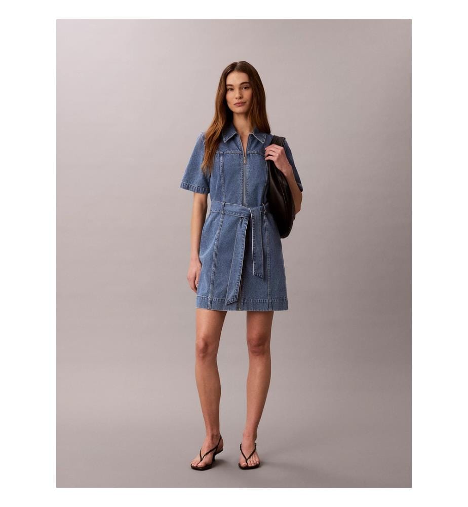 Robe-chemise en jean - Bleu