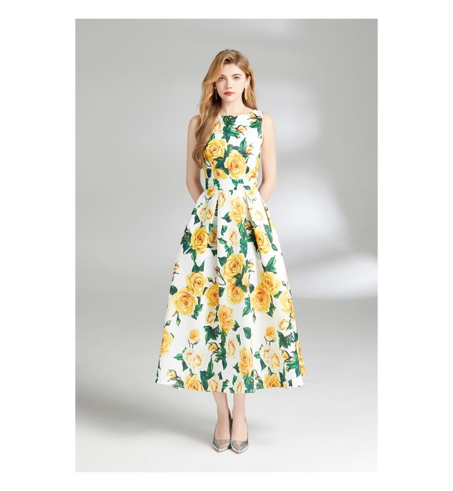 Sunshine Daydream - Robe sans manches à col bateau - Floral