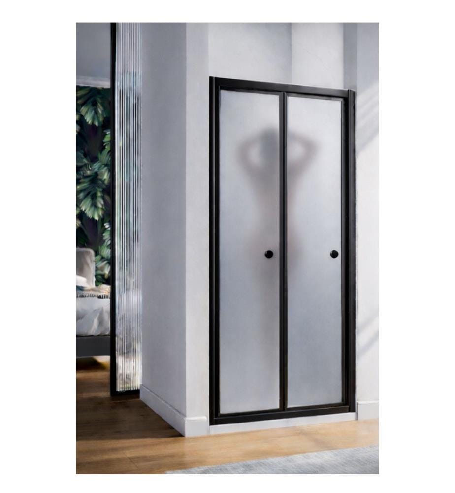 Cabine de douche, 100 % verre trempé, noir, transparent, 89 x 189