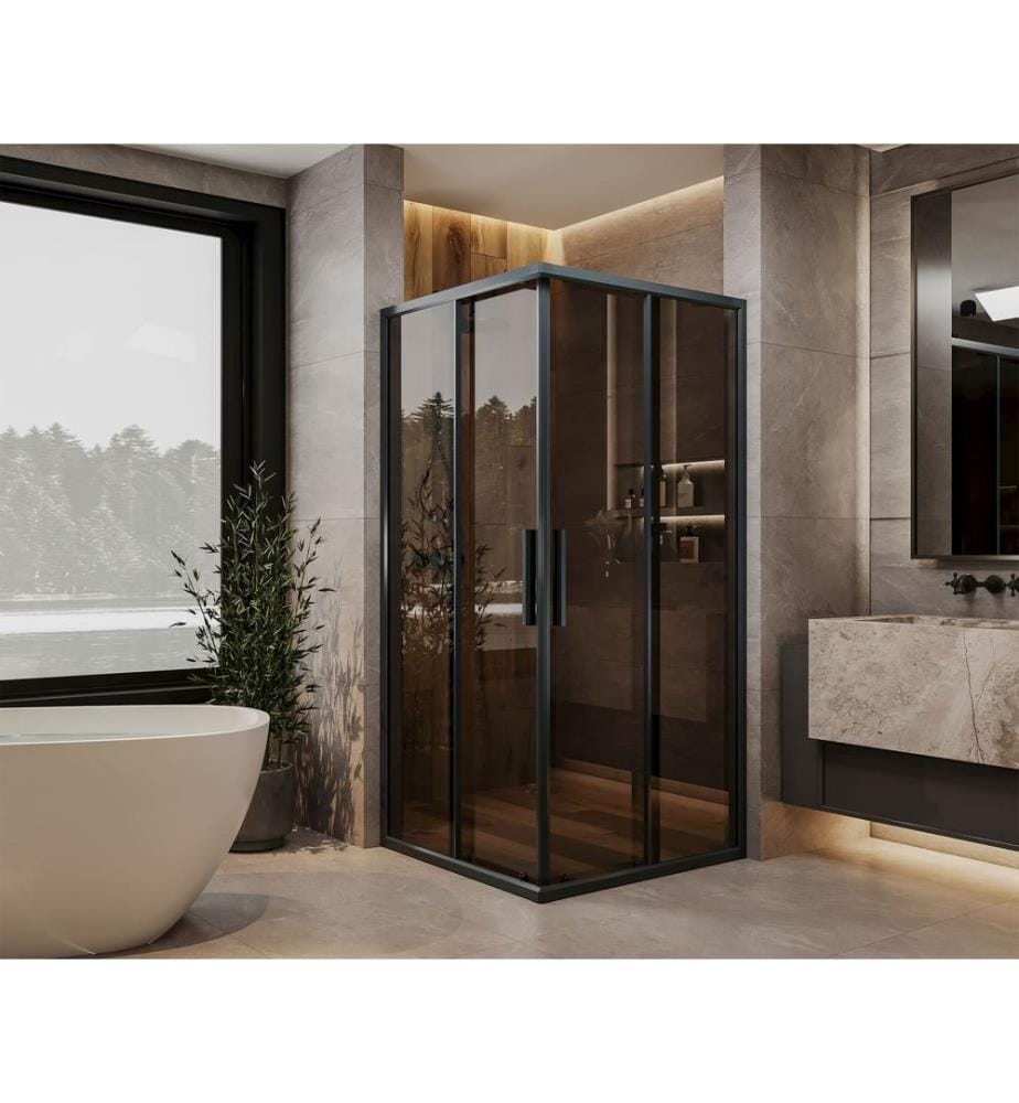 Cabine de douche, 100 % VERRE TREMPÉ, Anthracite, Fumée, 80 x 189 x 95