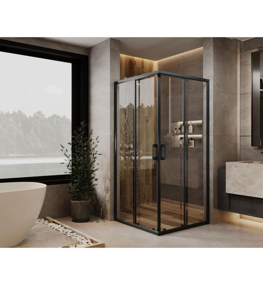 Cabine de douche, 100 % verre trempé, anthracite, transparent, 85 x 189 x 115