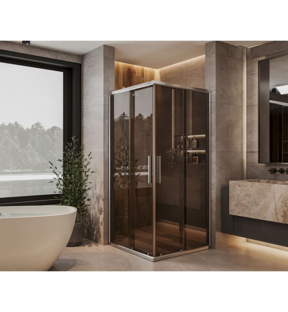 Cabine de douche, 100 % VERRE TREMPÉ, Gris, Fumée, 70 x 189 x 85