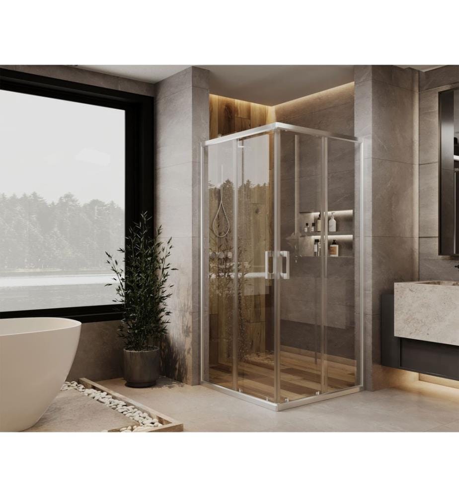 Cabine de douche, 100 % verre trempé, gris, transparent, 90 x 189 x 105