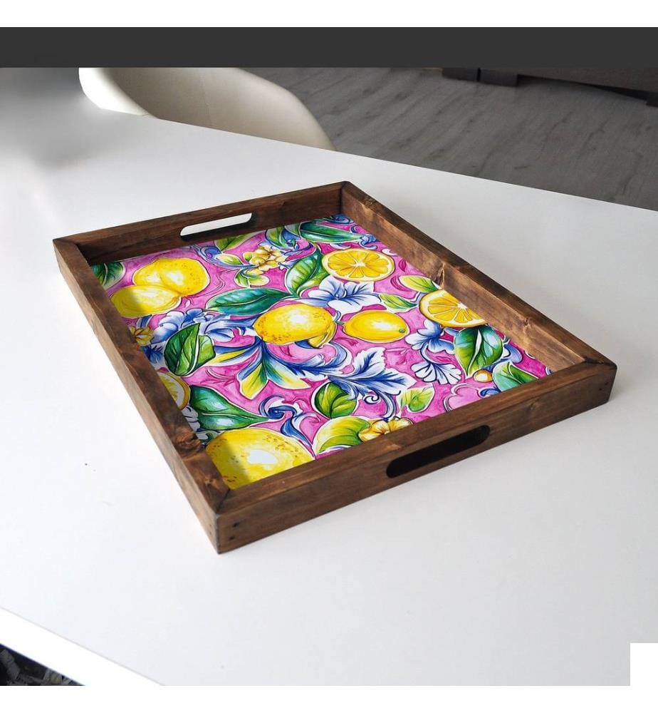 Plateau, 100 % bois massif, multicolore