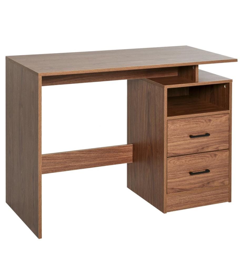 Bureau d'ordinateur avec étagères, 2 tiroirs, 107 x 48 x 76,2 cm
