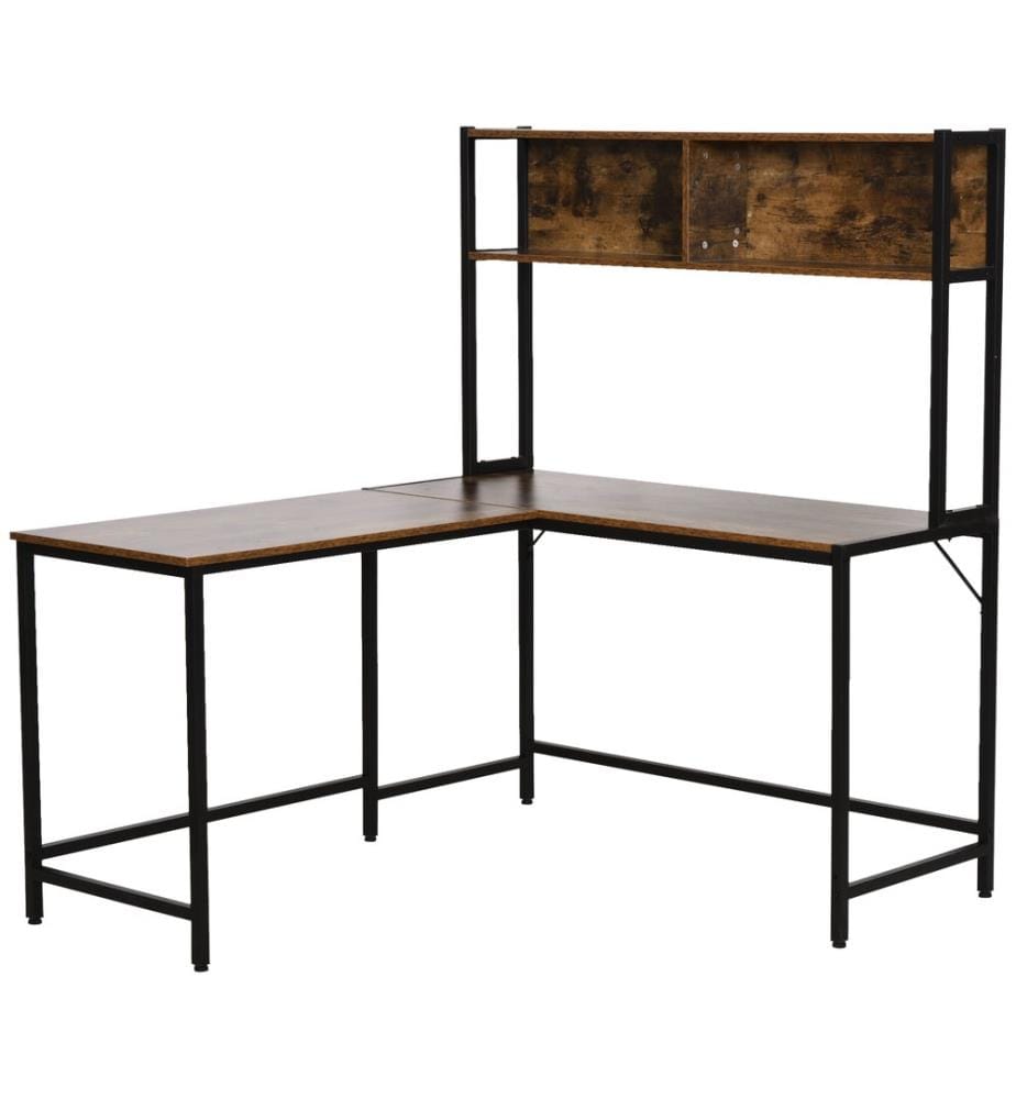 Bureau d'angle avec étagère supplémentaire, 140 x 125 cm