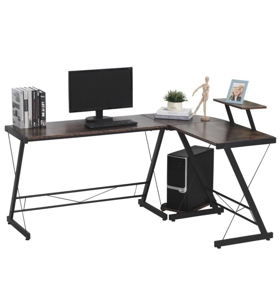 Bureau d'angle pour ordinateur en métal, 155 x 115 cm