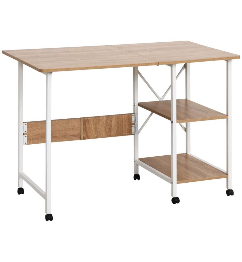 Bureau, table de bureau, table d'ordinateur mobile à roulettes 107 x 55 x 76 cm