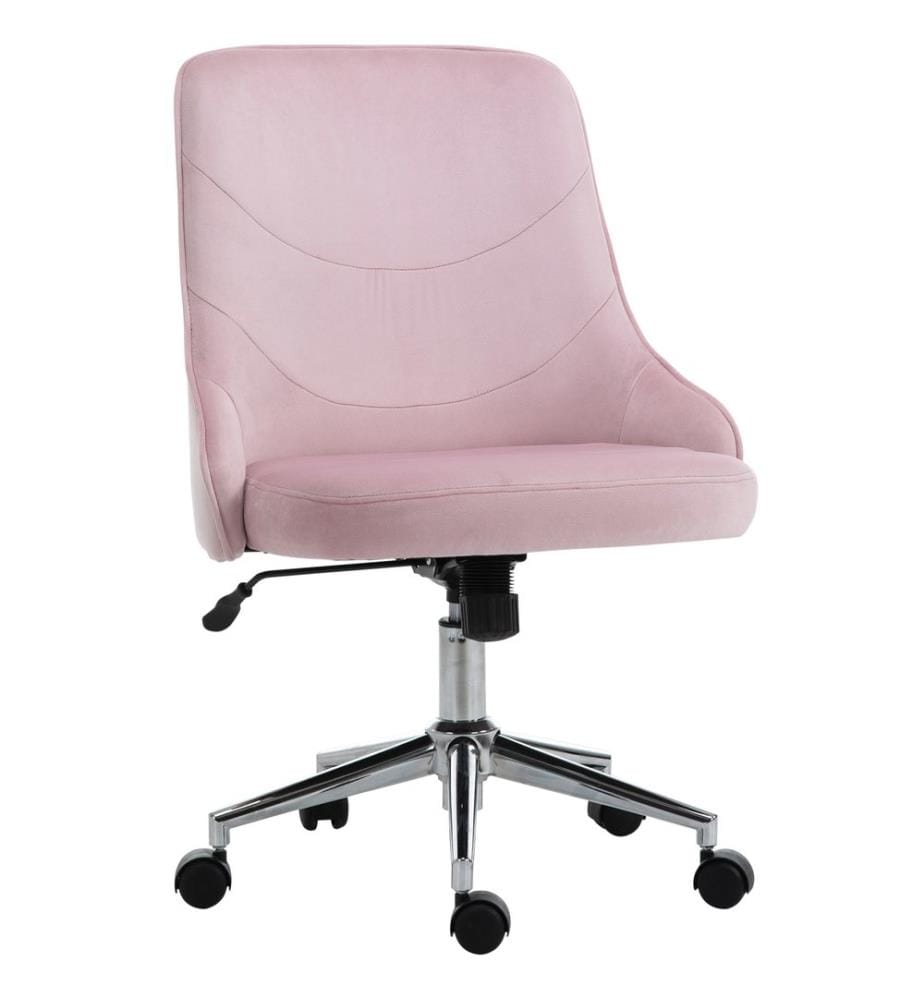 Chaise de bureau de style SOHO avec fonction bascule, velours rose