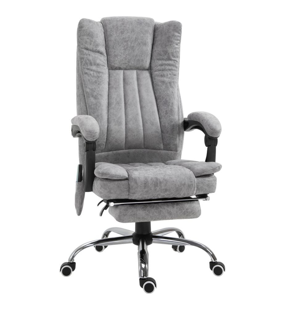 Fauteuil de bureau avec fonction massage, chauffage, repose-pieds, rembourrage épais, gris