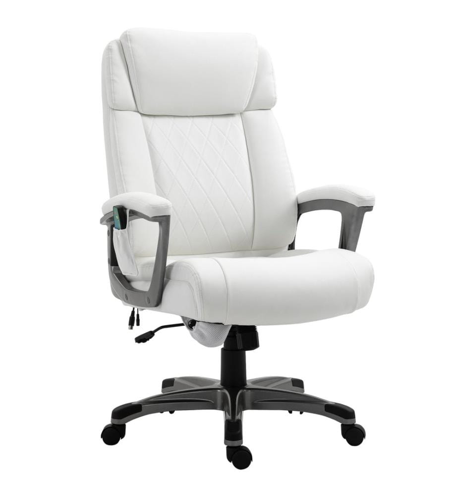 Chaise de bureau ergonomique avec 6 points de massage, en similicuir blanc