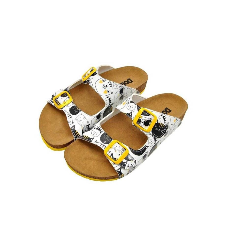 Chaussons en cuir végétal blanc - Monochrome Cats Design