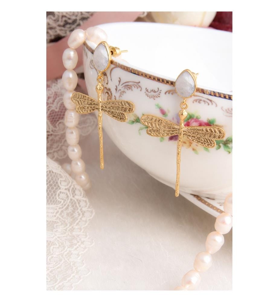 Boucles d'Oreilles Pierre de Lune  Blanc