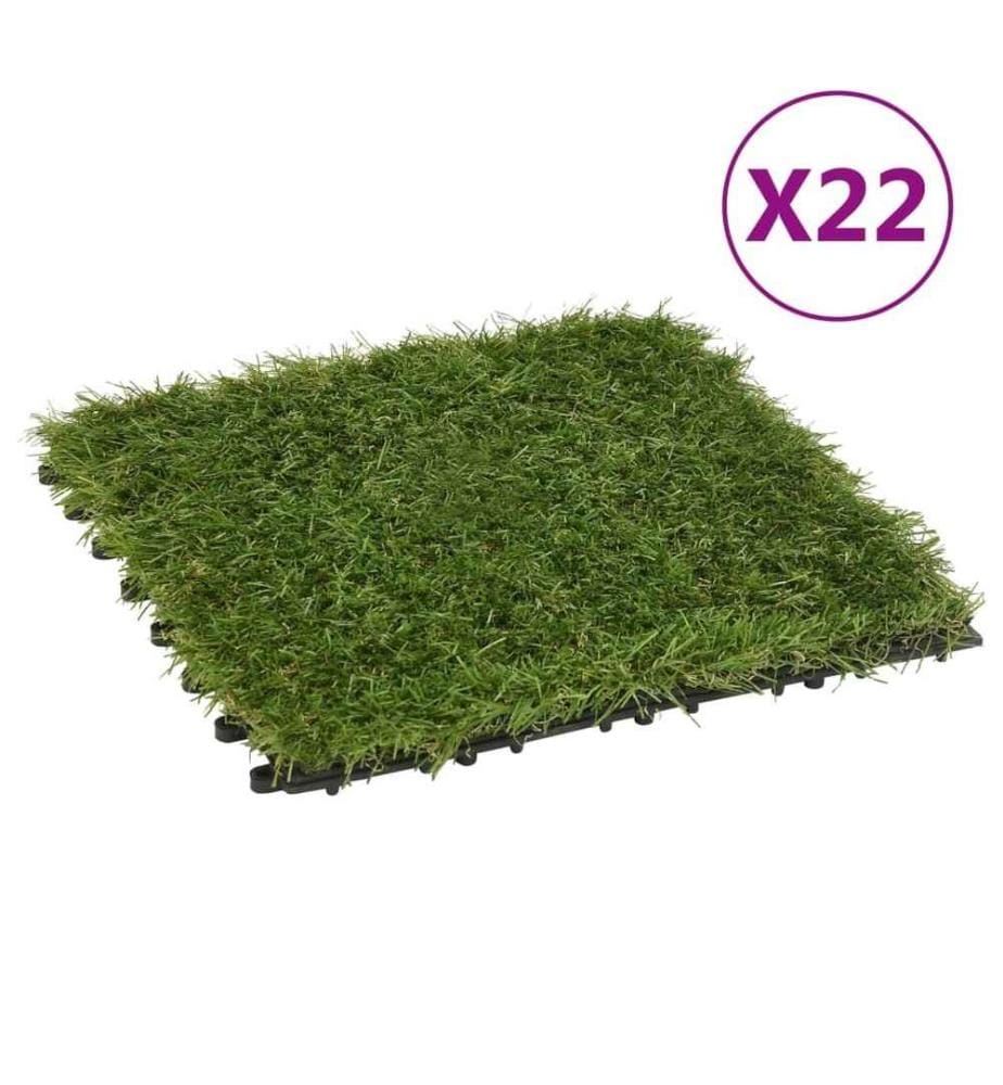 Carreaux de gazon artificiel 22 pcs Vert 30x30 cm