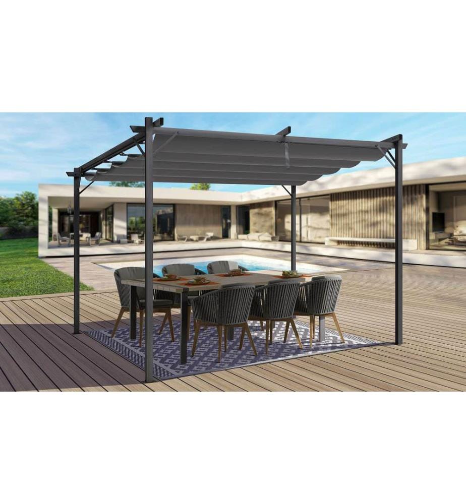 Pergola Marina 3 x 3 m toit rétractable - Gris