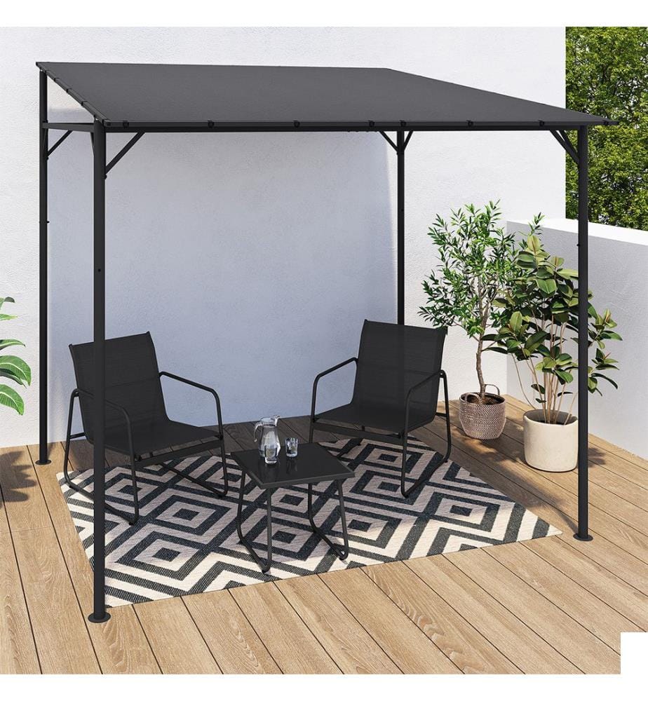 Pergola Gazebo en acier avec toit incliné 2.3x2.4m - Gris anthracite