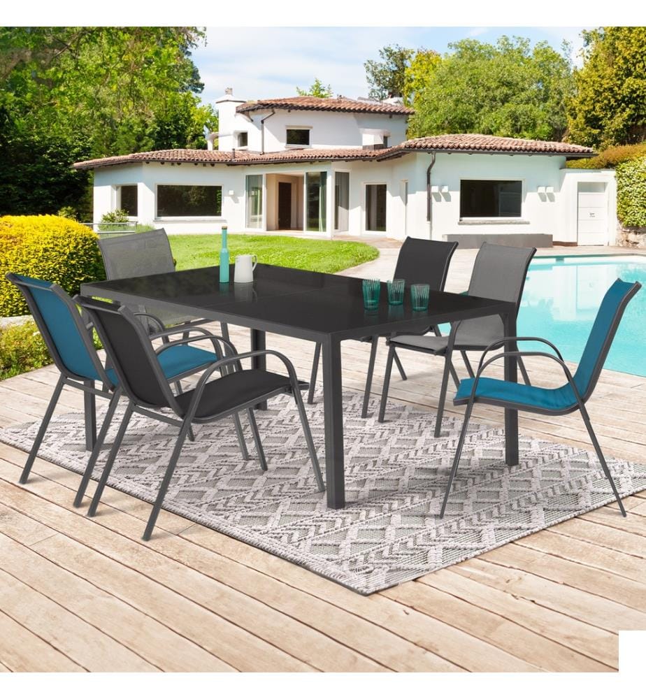 Lot de 6 Chaises de jardin empilables en textilène mi x de couleurs