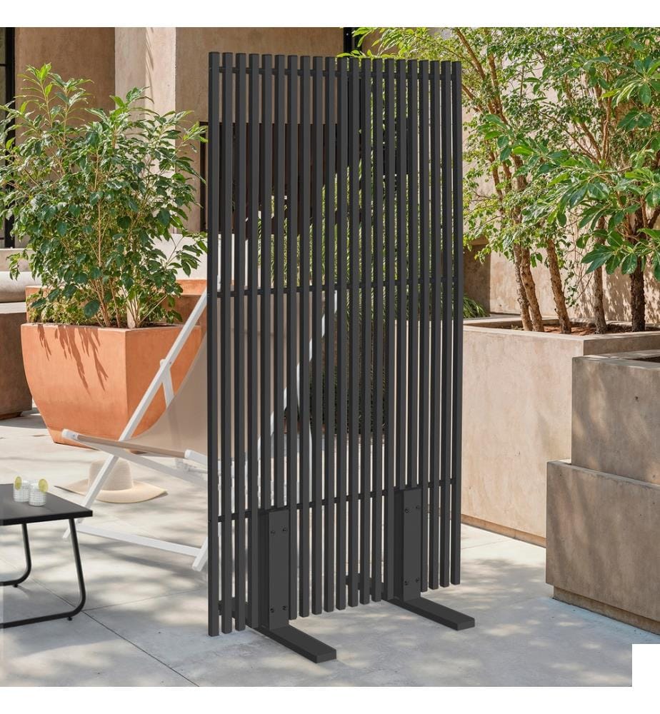 Paravent extérieur ajouré en métal gris anthracite 150x80cm