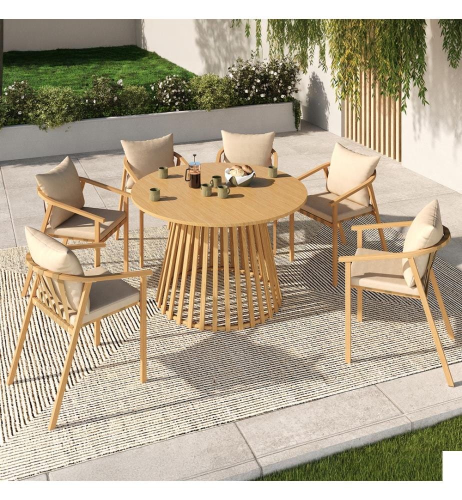 Ensemble repas Hortensia 6 places - Brun et Beige