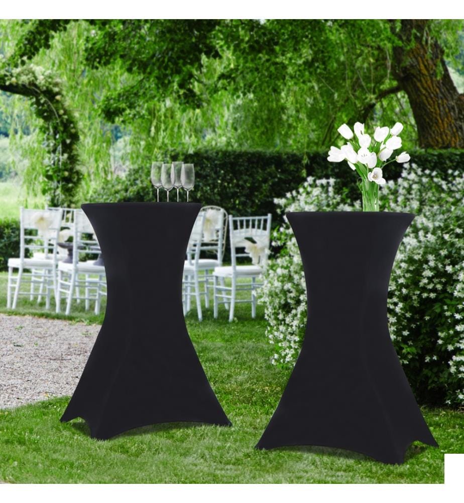 Lot de 2 Tables Pliantes de 105 cm de haut + housses noires - Blanc et Noir